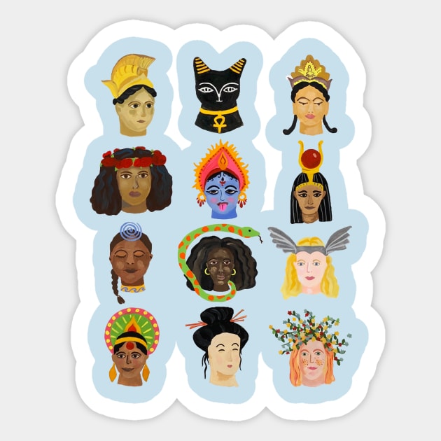 Goddesses Around the World Sticker by Das Brooklyn